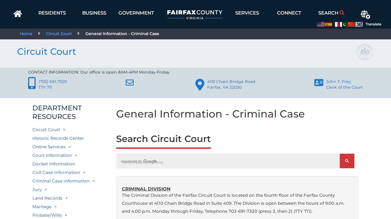 General Information - Criminal Case | Circuit Court