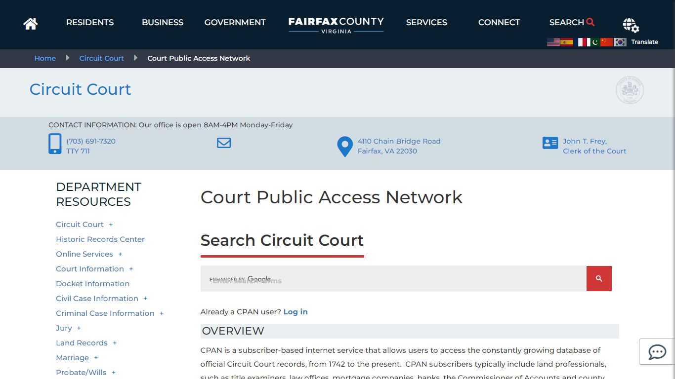 Court Public Access Network | Circuit Court - Fairfax County, Virginia